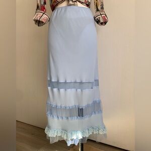 Chic Light Blue Maxi Skirt, L